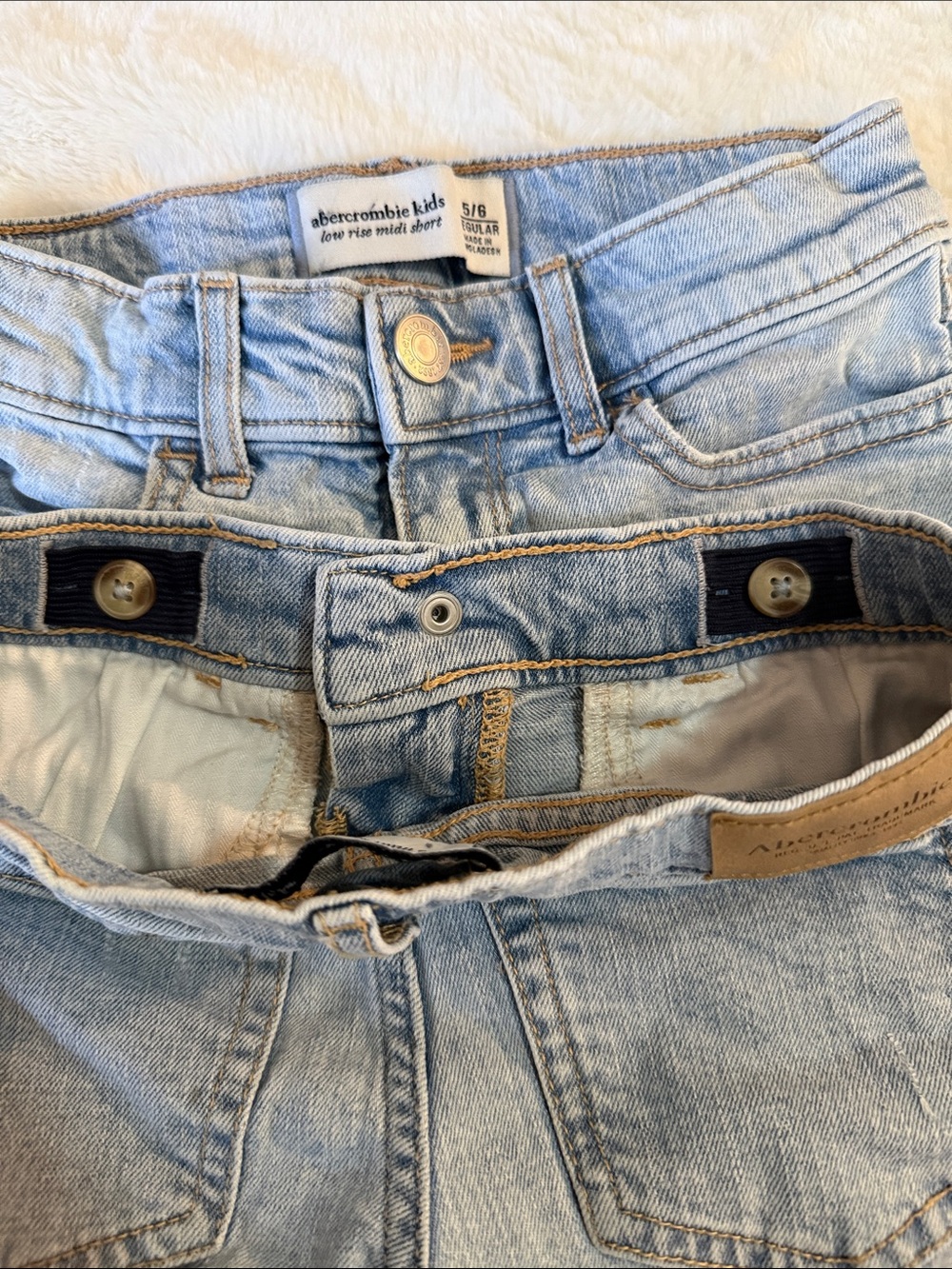 abercrombie kids Light Blue Distressed Denim Shorts Duo - Picture 7 of 7